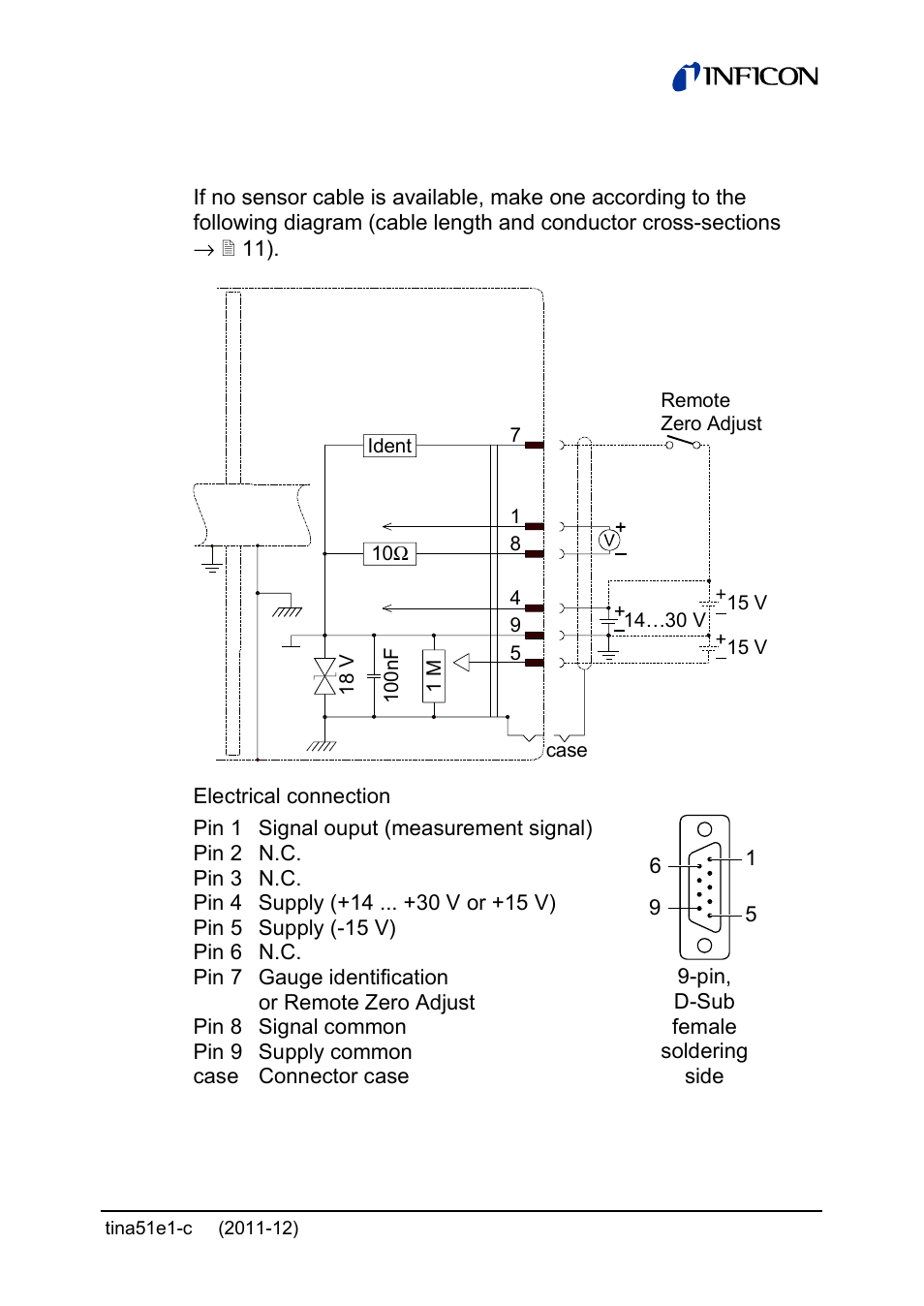 1 d-sub, 9-pin connector | INFICON SKY CDG045D 0.05 ... 1000Torr / mbar User Manual | Page 19 / 40