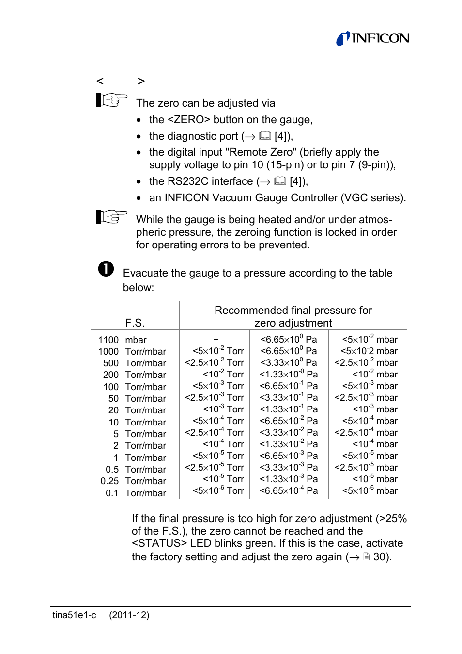 1 < zero > adjustment | INFICON SKY CDG045D 0.05 ... 1000Torr / mbar User Manual | Page 23 / 40