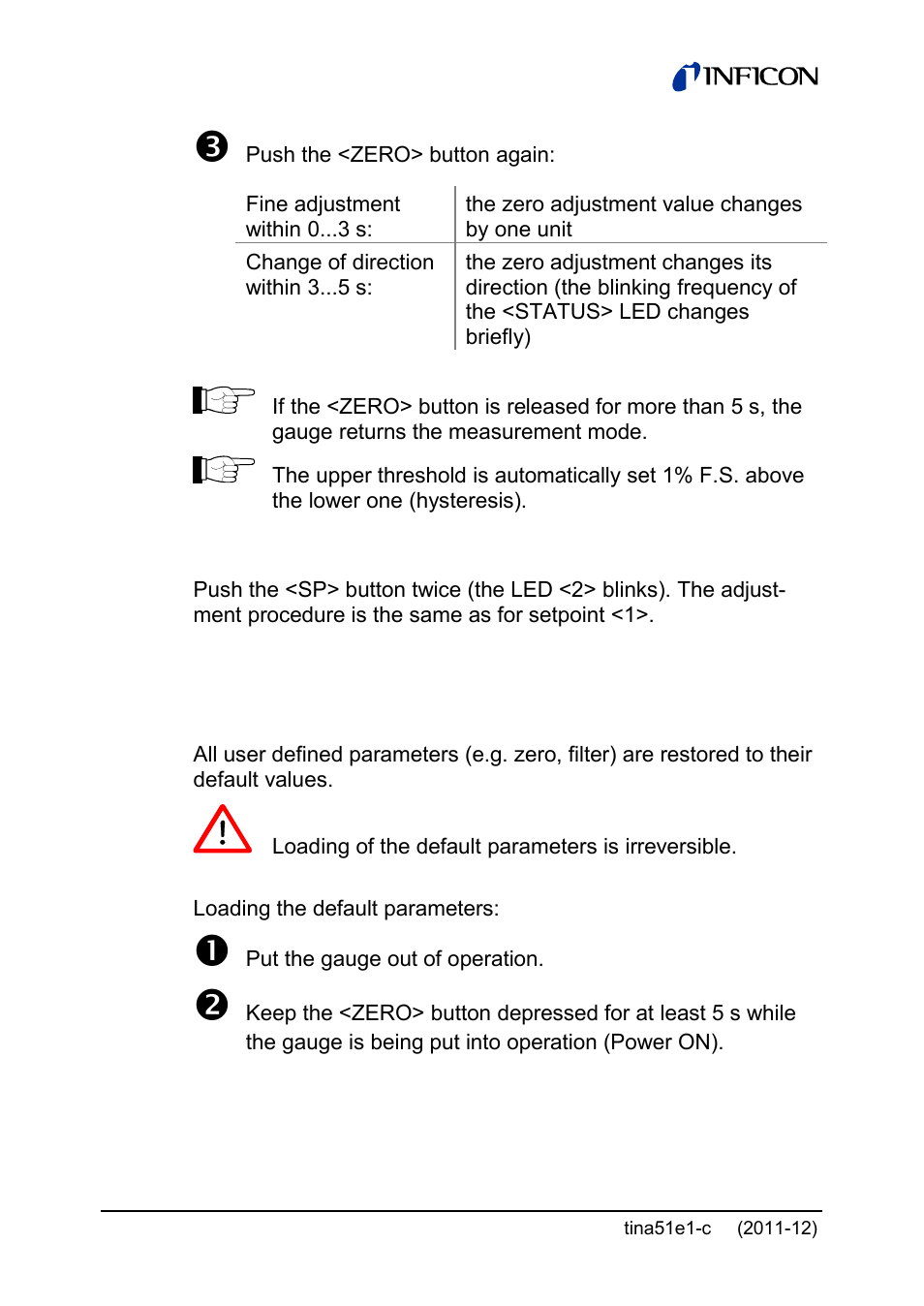 4 activating the factory setting (factory reset) | INFICON SKY CDG045D 0.05 ... 1000Torr / mbar User Manual | Page 30 / 40