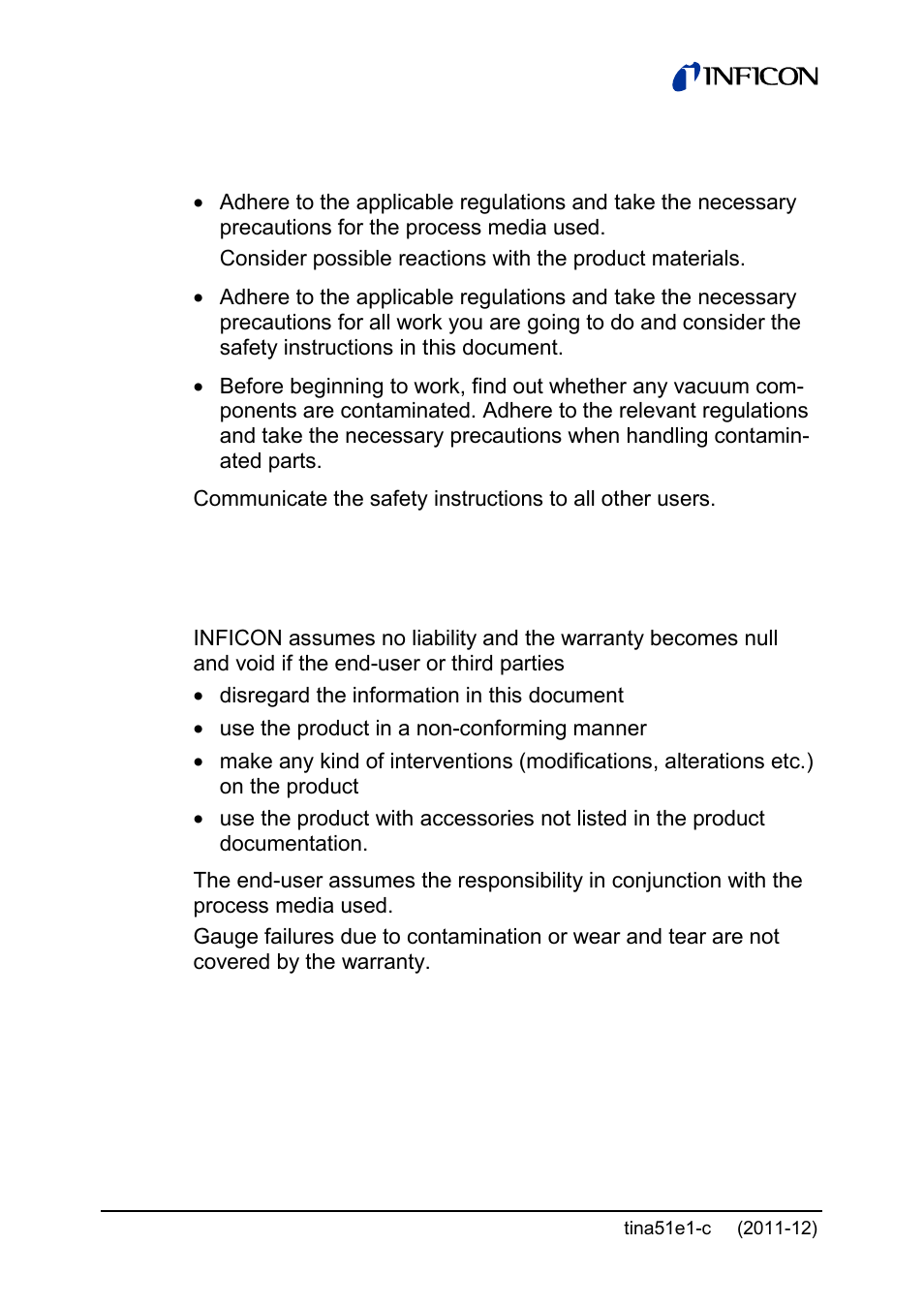 3 general safety instructions, 4 liability and warranty | INFICON SKY CDG045D 0.05 ... 1000Torr / mbar User Manual | Page 8 / 40