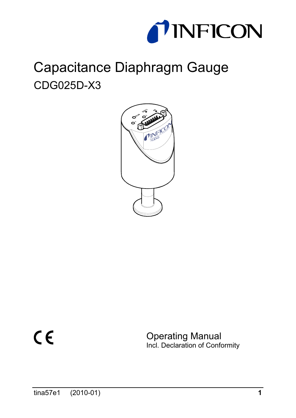 INFICON SKY CDG025D-X3 0.1 ... 1000 Torr / mbar process gauge User Manual | 36 pages