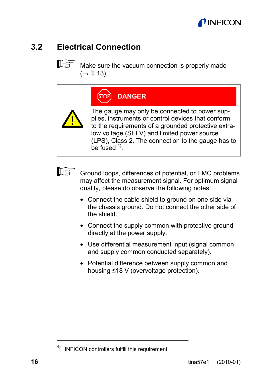 2 electrical connection | INFICON SKY CDG025D-X3 0.1 ... 1000 Torr / mbar process gauge User Manual | Page 16 / 36