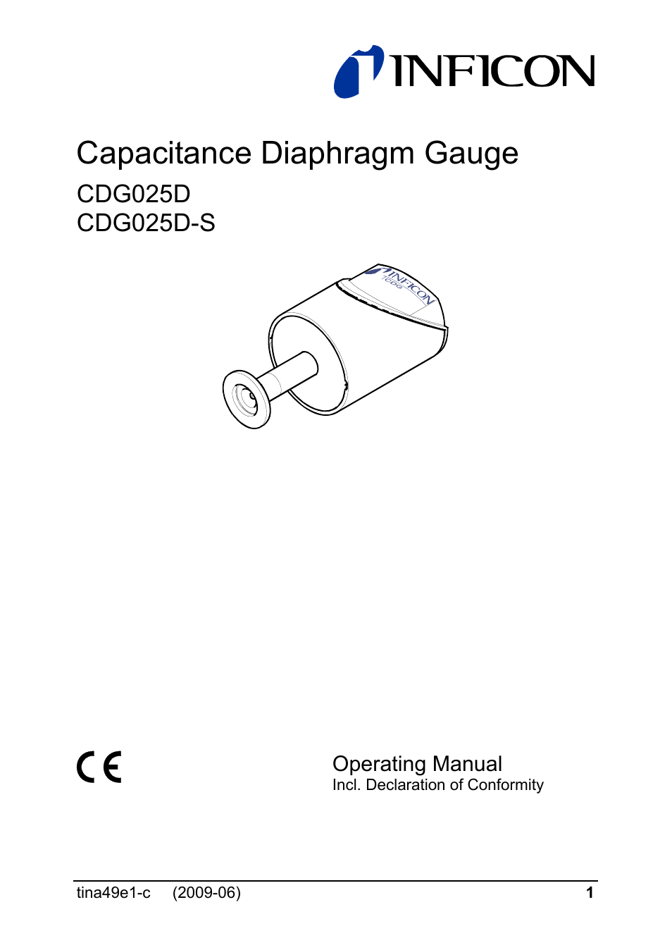 INFICON SKY CDG025D 0.1 ... 1000 Torr / mbar User Manual | 36 pages