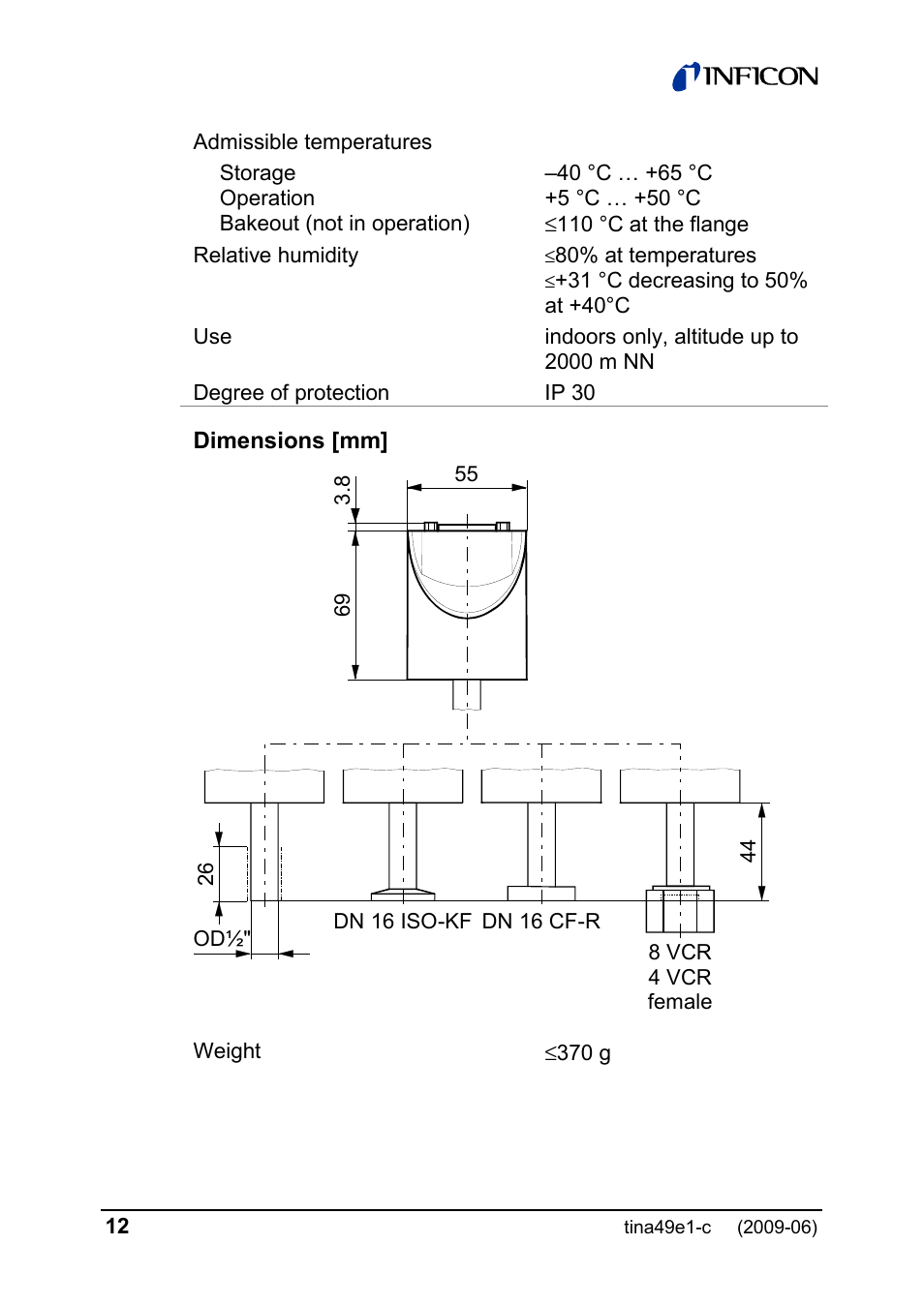 INFICON SKY CDG025D 0.1 ... 1000 Torr / mbar User Manual | Page 12 / 36