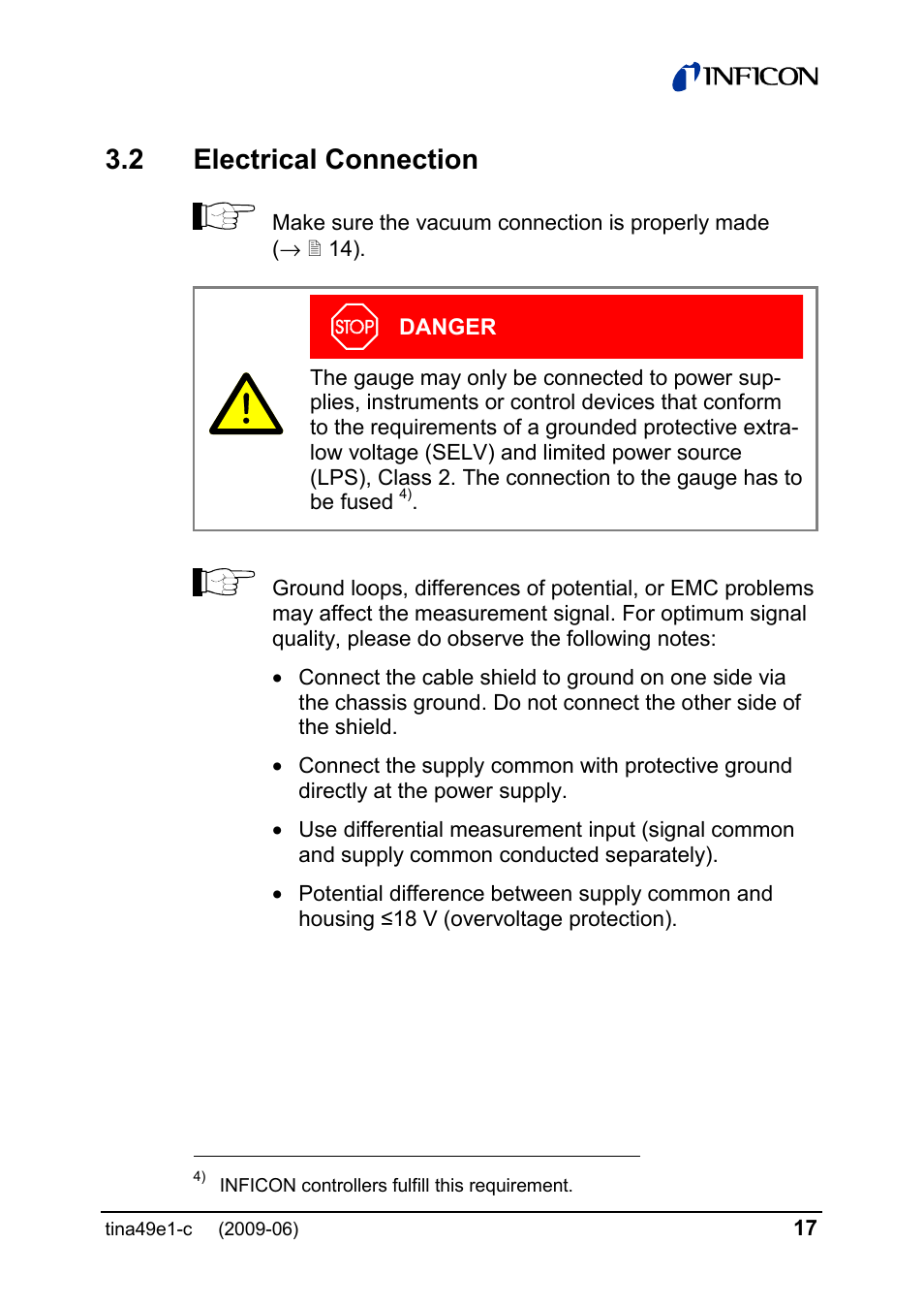 2 electrical connection | INFICON SKY CDG025D 0.1 ... 1000 Torr / mbar User Manual | Page 17 / 36