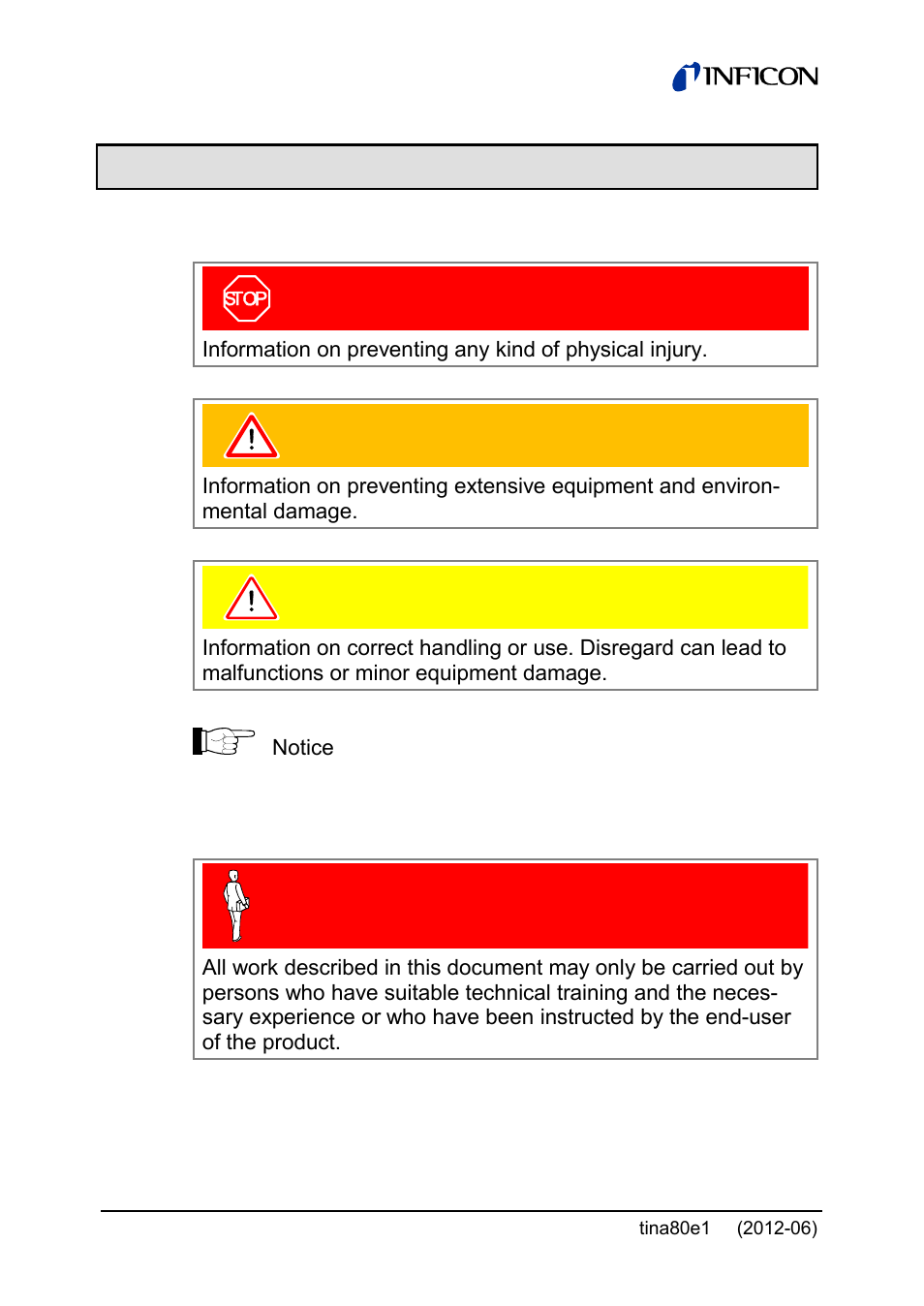 1 safety, 1 symbols used, 2 personnel qualifications | INFICON Porter CDG020D 10 ... 1000 Torr / mbar User Manual | Page 6 / 28