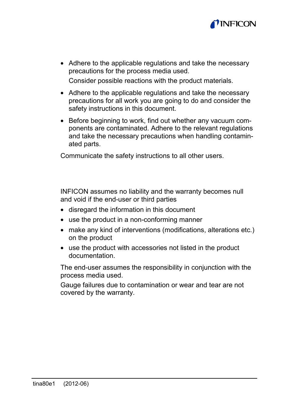 3 general safety instructions, 4 liability and warranty | INFICON Porter CDG020D 10 ... 1000 Torr / mbar User Manual | Page 7 / 28
