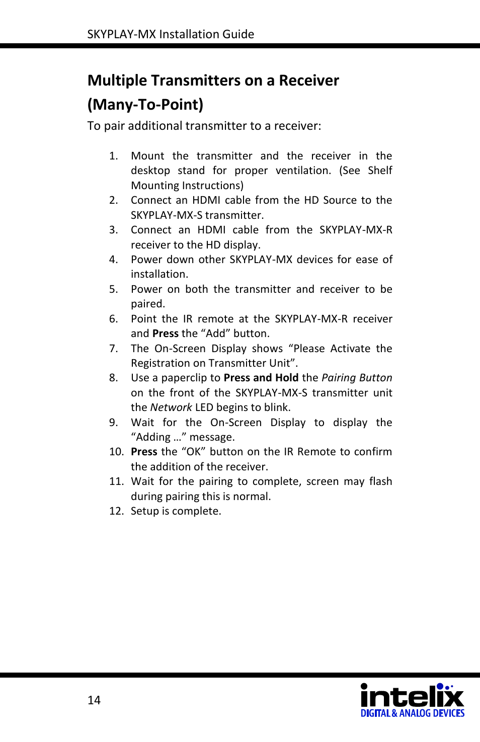 Intelix SKYPLAY-MX-R User Manual | Page 14 / 26