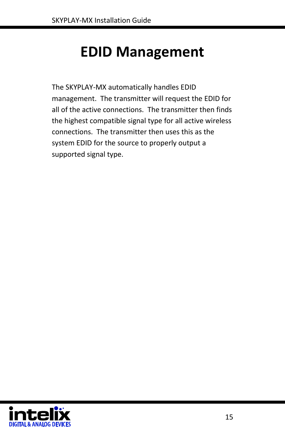 Edid management | Intelix SKYPLAY-MX-R User Manual | Page 15 / 26