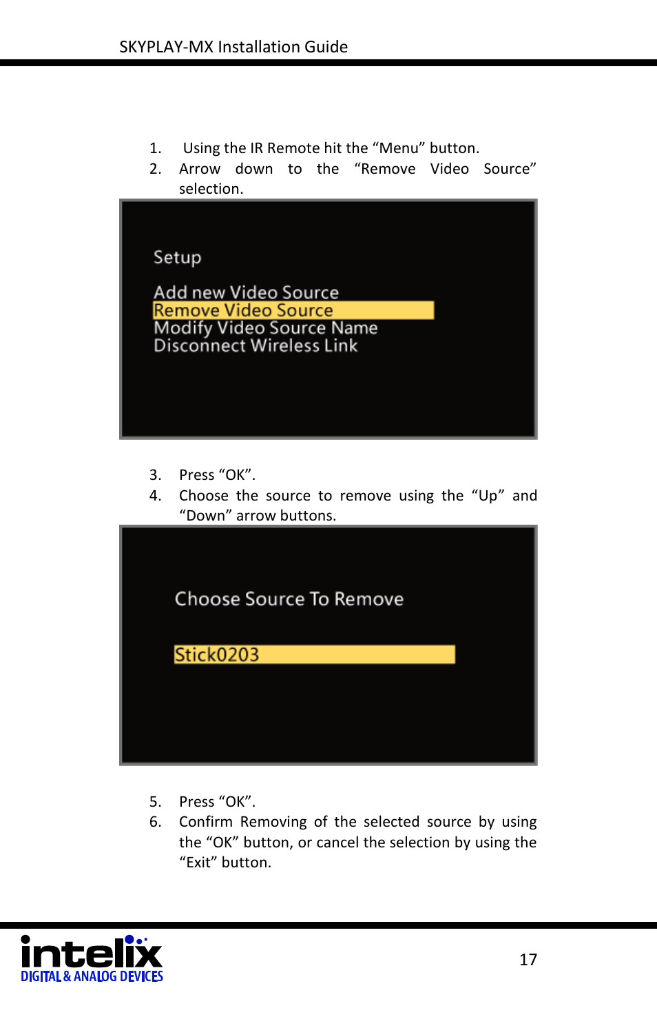 Intelix SKYPLAY-MX-R User Manual | Page 17 / 26