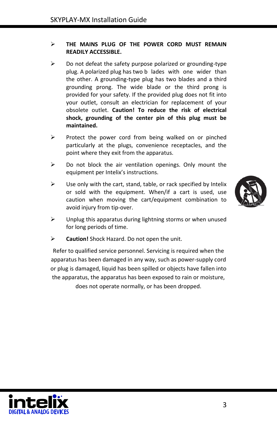 Skyplay-mx installation guide 3 | Intelix SKYPLAY-MX-R User Manual | Page 3 / 26