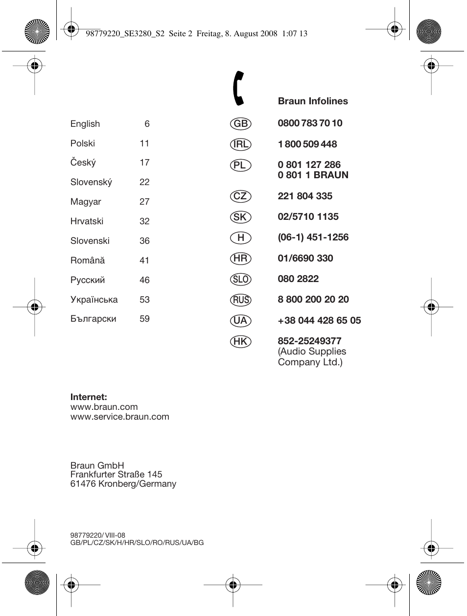 Braun 3280 User Manual | Page 2 / 64