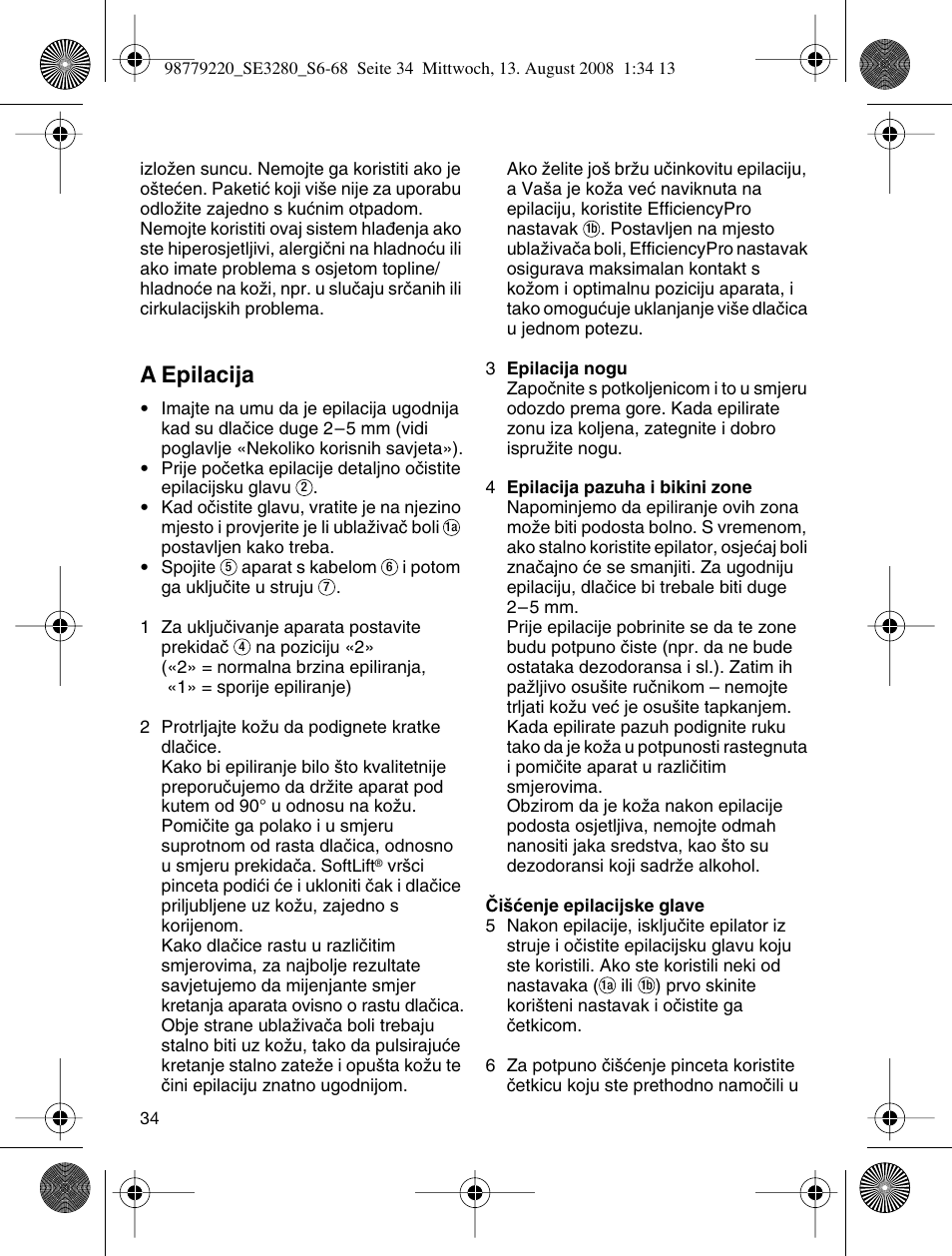 A epilacija | Braun 3280 User Manual | Page 34 / 64