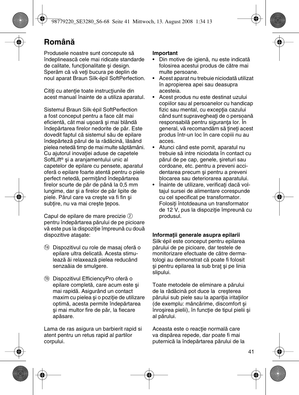Românå | Braun 3280 User Manual | Page 41 / 64