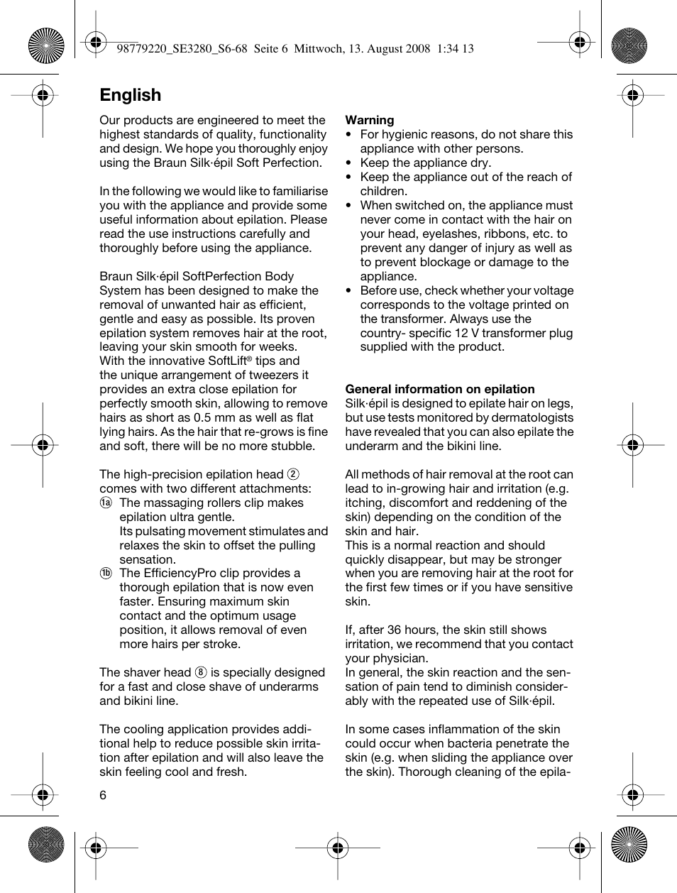 English | Braun 3280 User Manual | Page 6 / 64