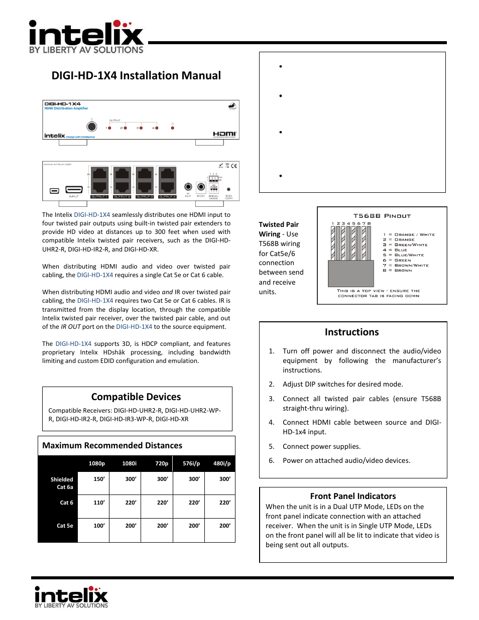 Intelix DIGI-HD-1X4 User Manual | 2 pages