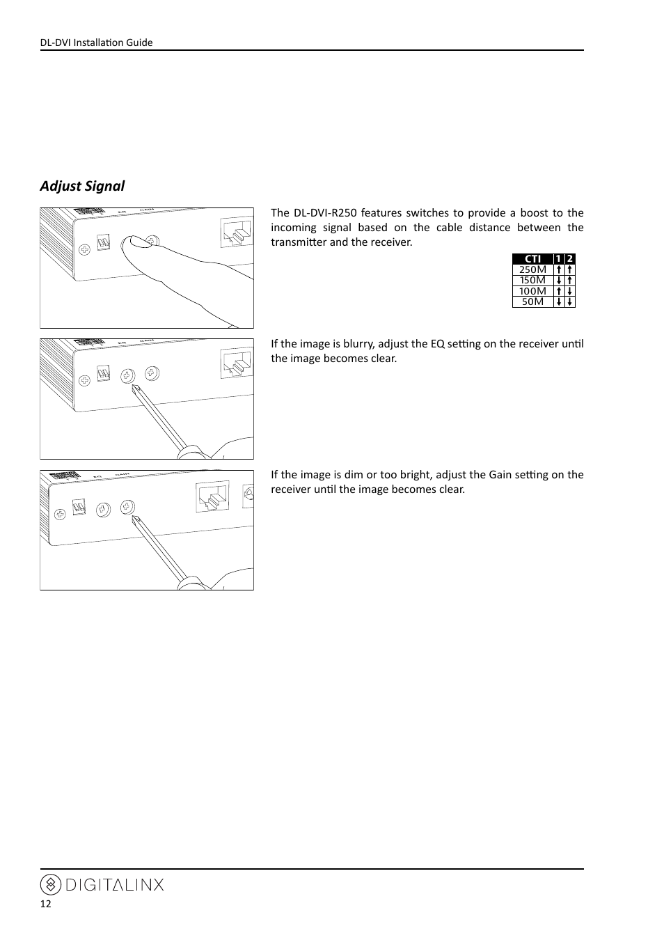 Adjust signal | Intelix DL-DVI-R100 User Manual | Page 12 / 16