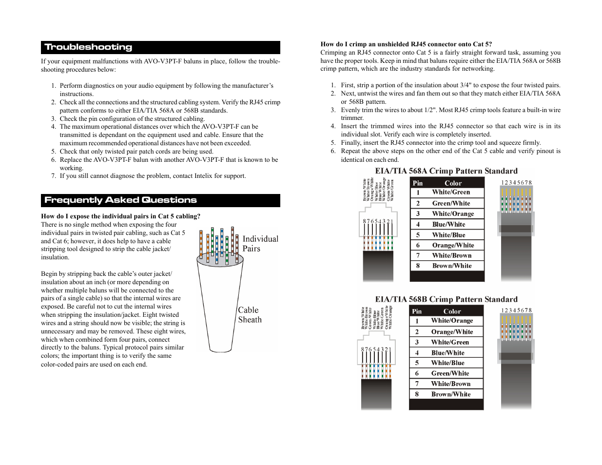 Troubleshooting, Frequently asked questions | Intelix AVO-V3PT-F User Manual | Page 2 / 2