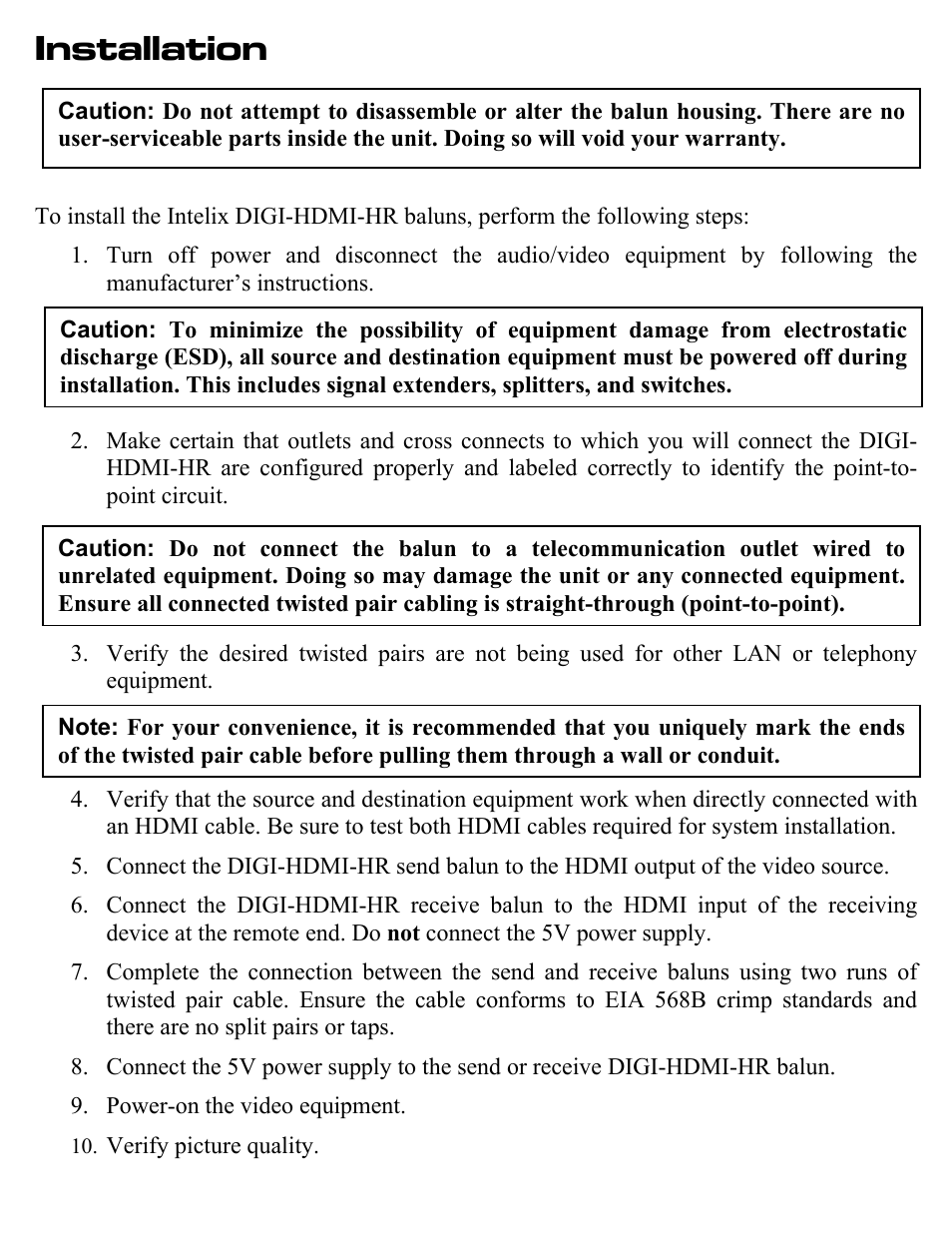 Installation | Intelix DIGI-HDMI-HR User Manual | Page 2 / 4