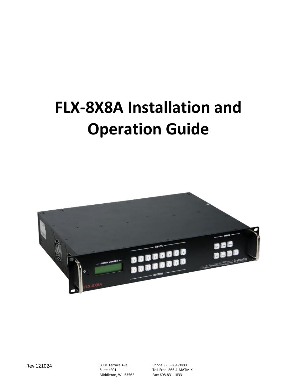 Intelix FLX-8X8A User Manual | 32 pages