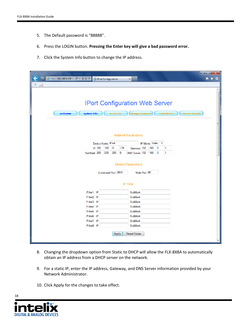 Intelix FLX-8X8A User Manual | Page 18 / 32