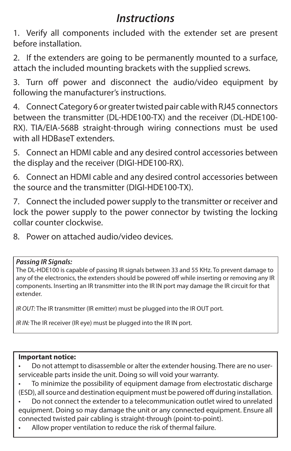 Instructions | Intelix DL-HDE100 User Manual | Page 3 / 4