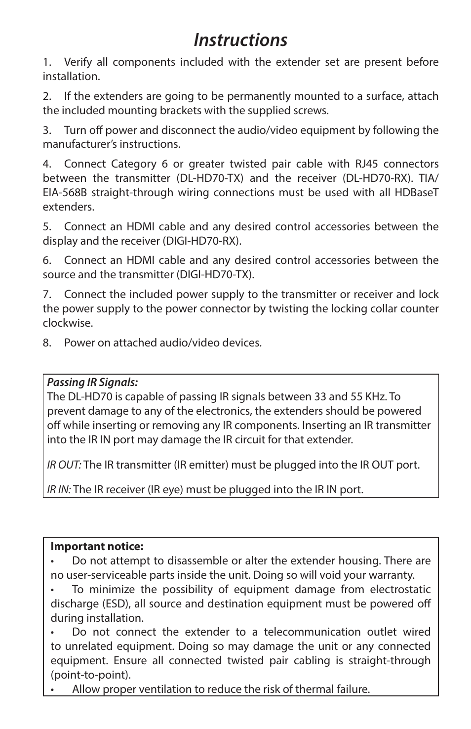 Instructions | Intelix DL-HD70 User Manual | Page 3 / 4