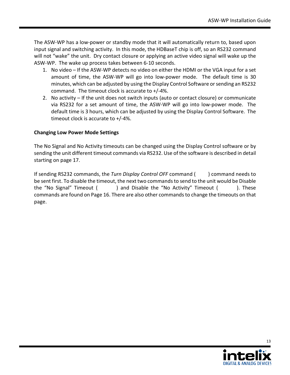 Intelix ASW-WP Installation Manual User Manual | Page 13 / 28