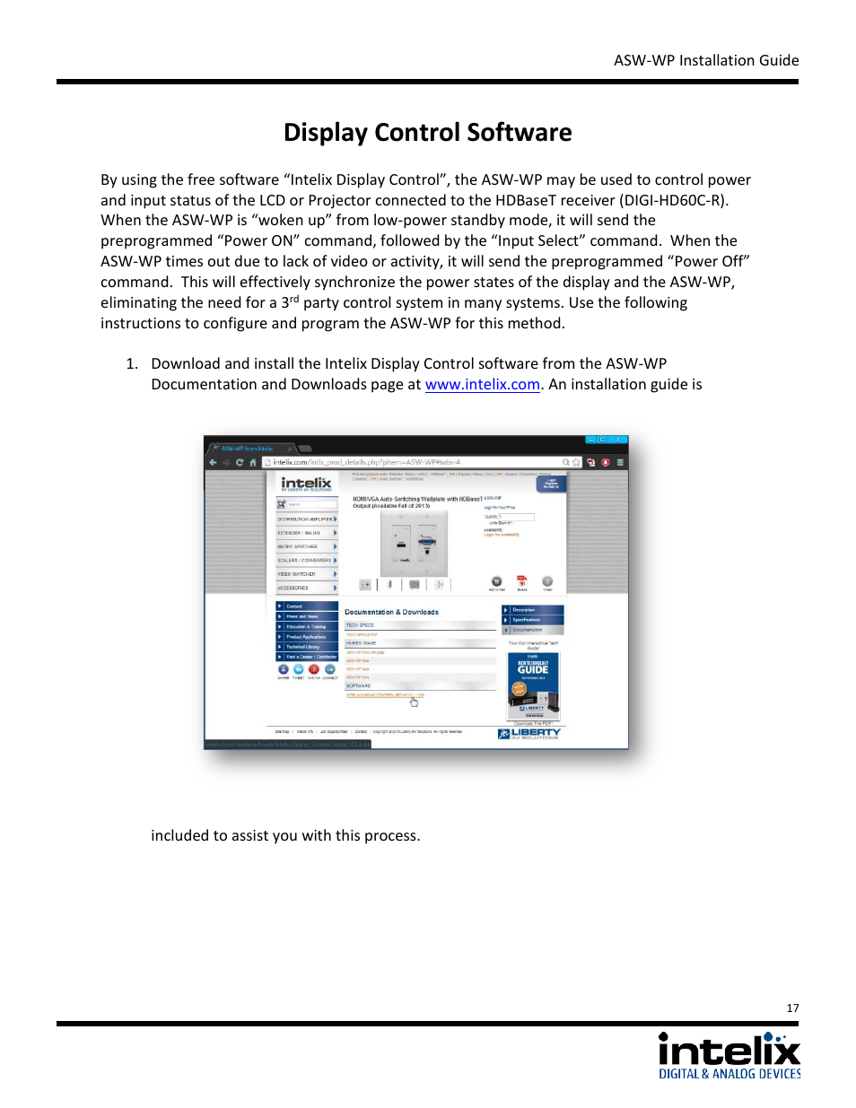 Display control software | Intelix ASW-WP Installation Manual User Manual | Page 17 / 28