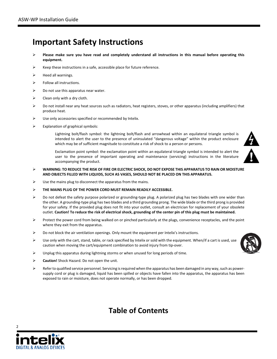 Intelix ASW-WP Installation Manual User Manual | Page 2 / 28