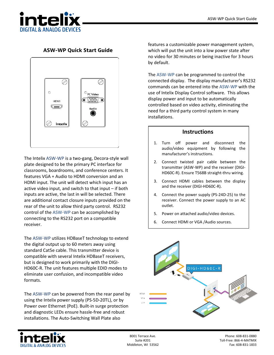 Intelix ASW-WP Quickstart Guide User Manual | 2 pages