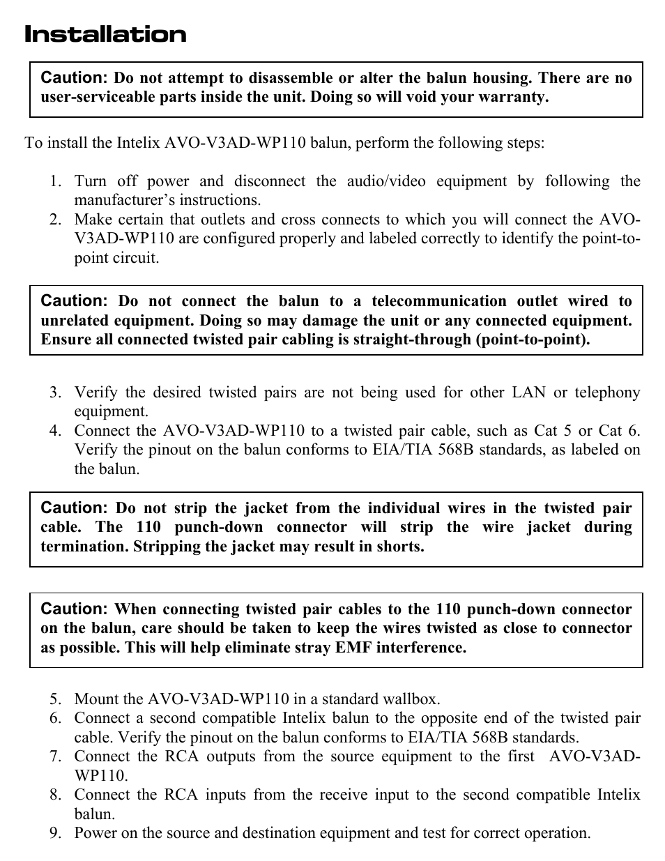 Installation | Intelix AVO-V3AD-WP110 User Manual | Page 2 / 4