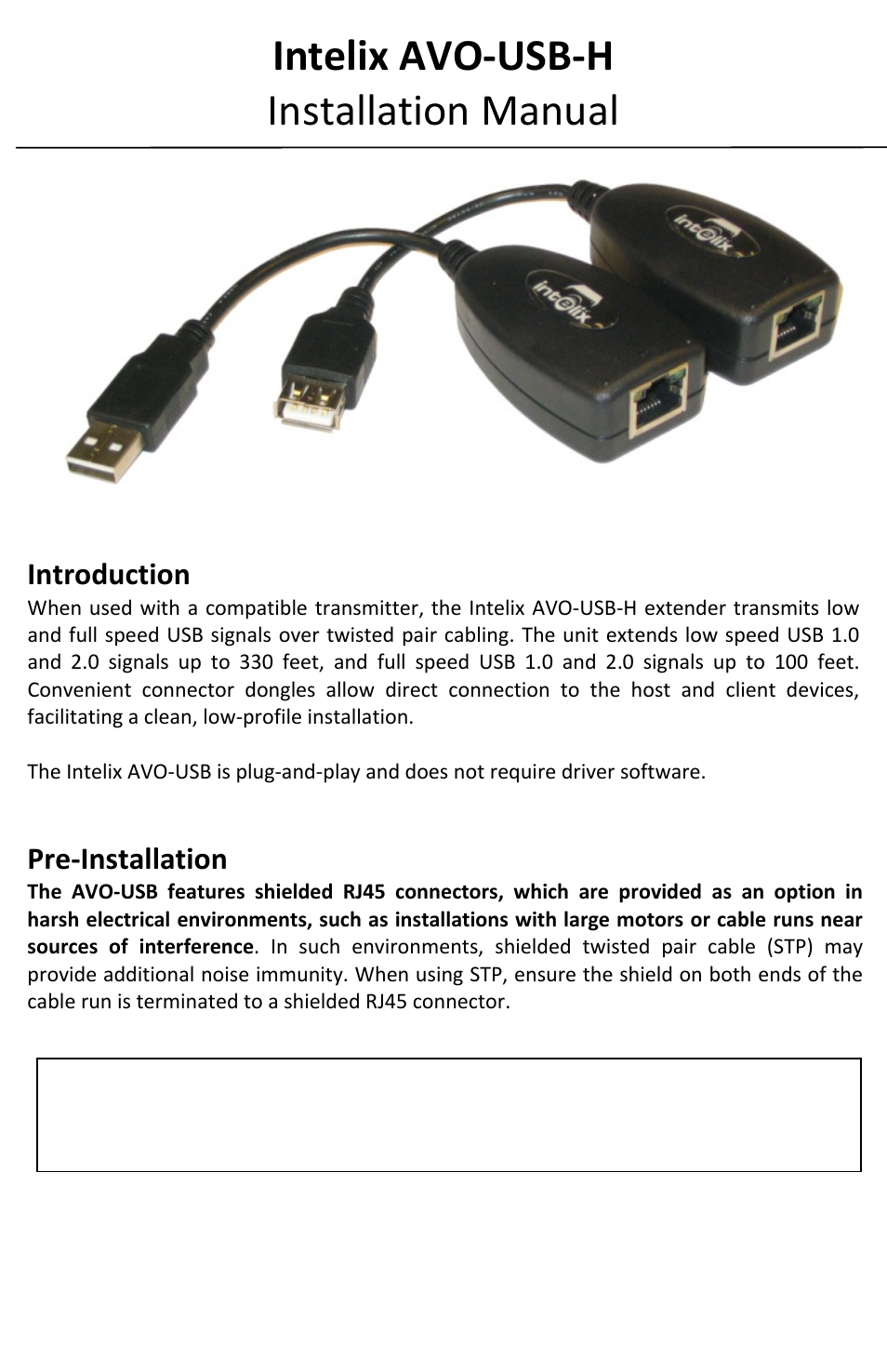 Intelix AVO-USB-H User Manual | 4 pages