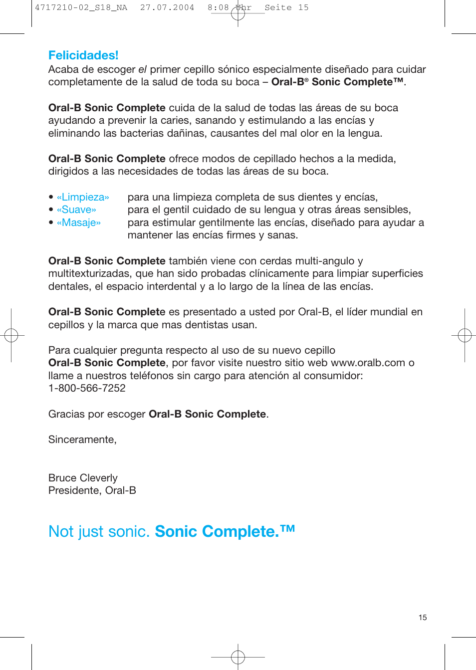 Not just sonic. sonic complete | Braun Sonic Complete none User Manual | Page 14 / 37
