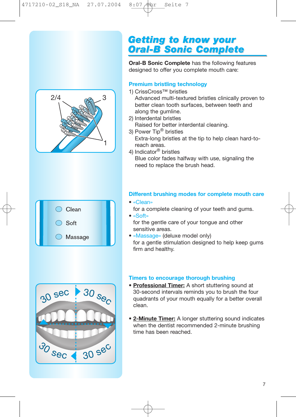 Getting to know your | Braun Sonic Complete none User Manual | Page 6 / 37