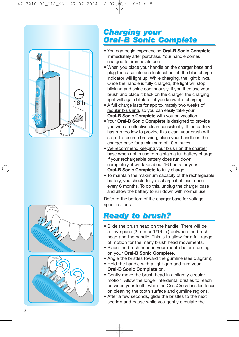 Char, 16 h | Braun Sonic Complete none User Manual | Page 7 / 37