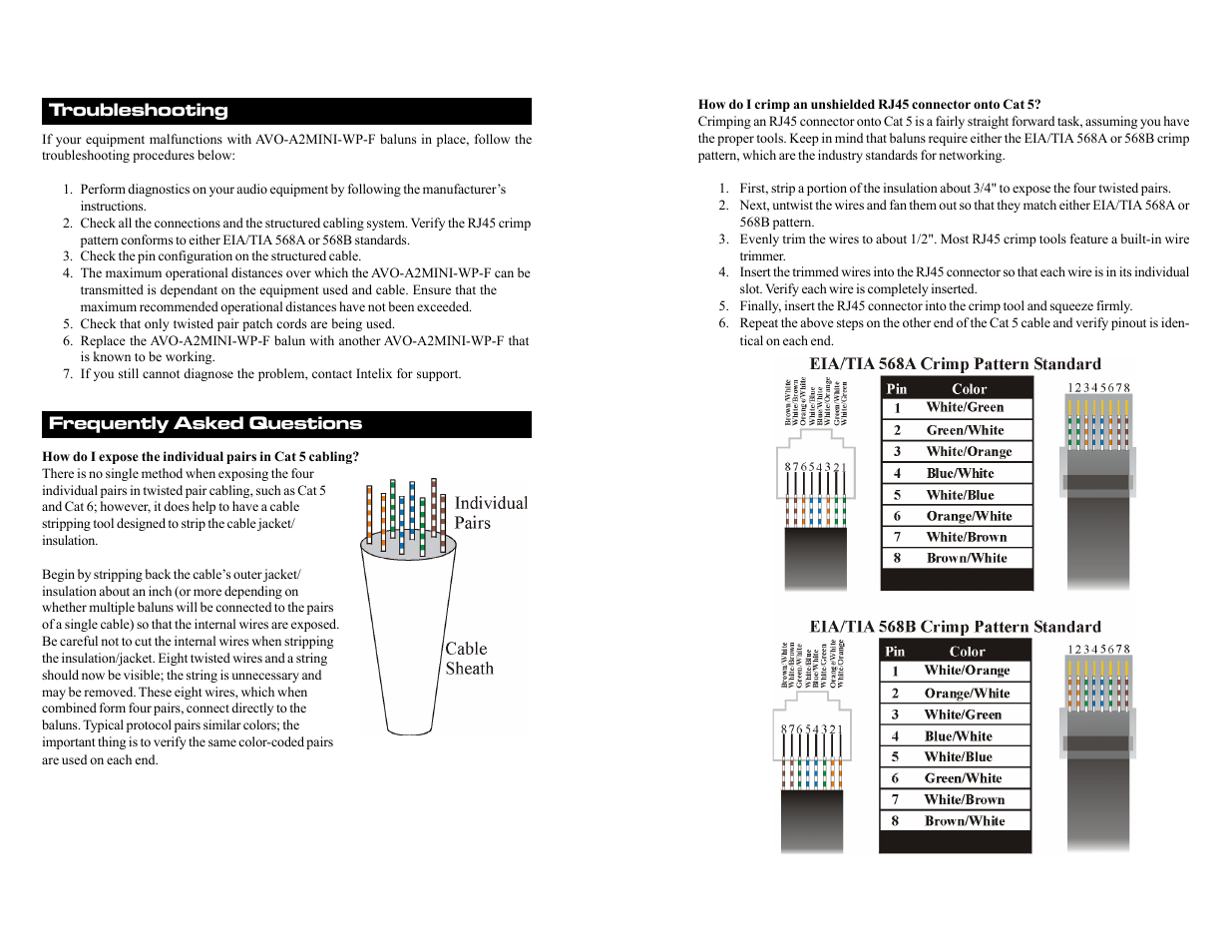 Troubleshooting, Frequently asked questions | Intelix AVO-A2MINI-WP-F User Manual | Page 2 / 2