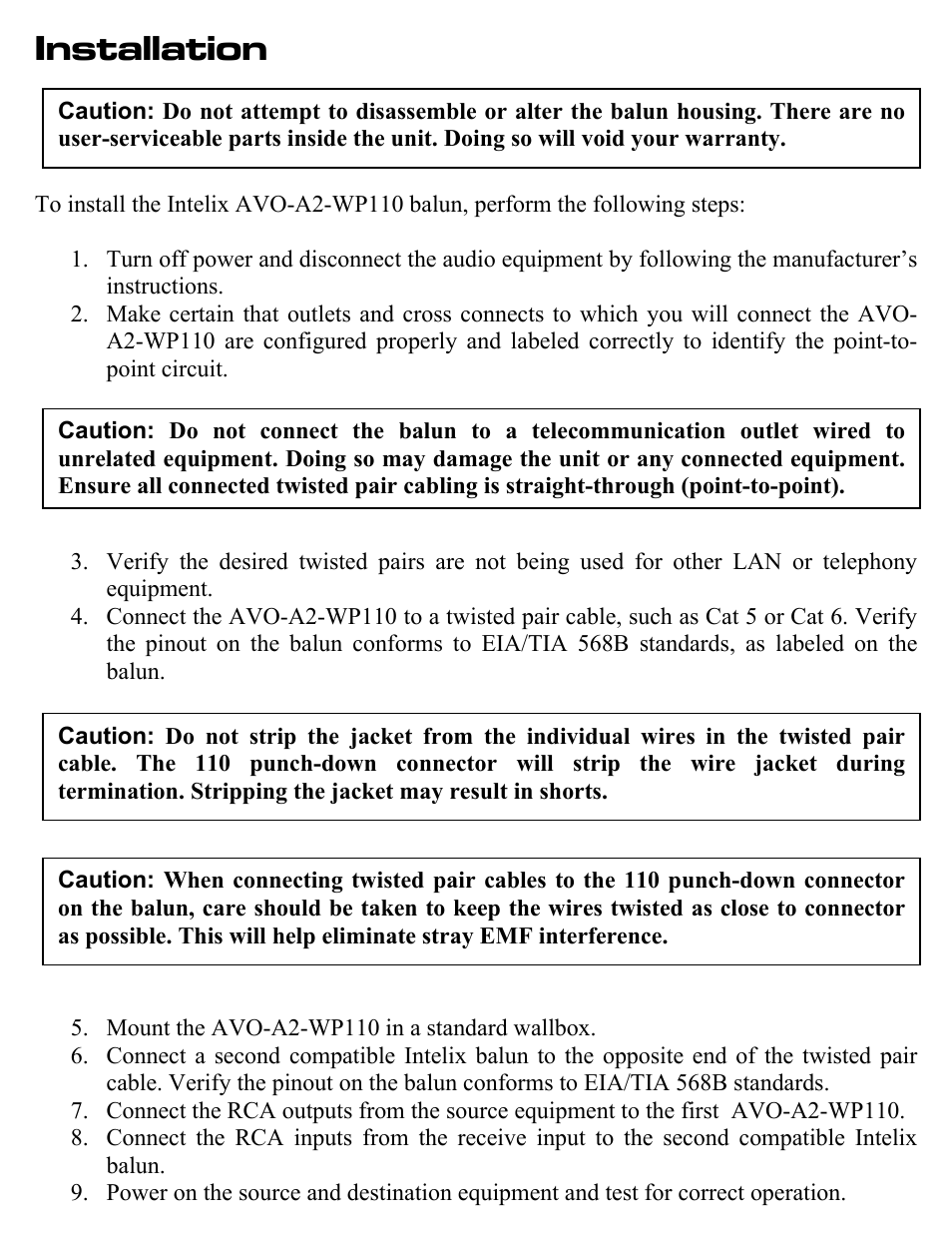 Installation | Intelix AVO-A2-WP110 User Manual | Page 2 / 4