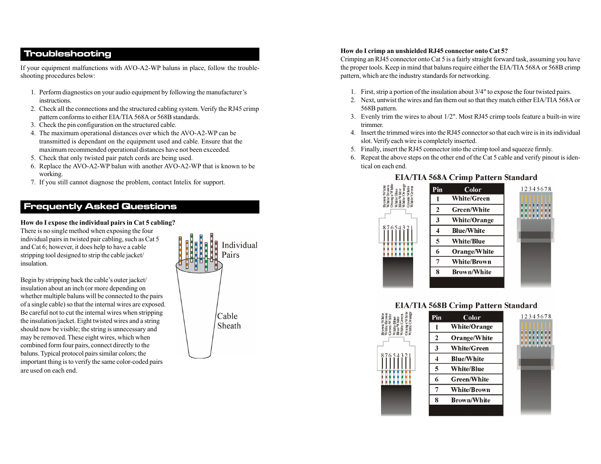 Troubleshooting, Frequently asked questions | Intelix AVO-A2-WP User Manual | Page 2 / 2