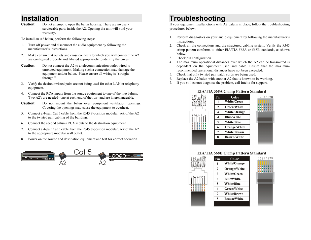 Installation, Troubleshooting | Intelix AVO-A2-F User Manual | Page 2 / 2