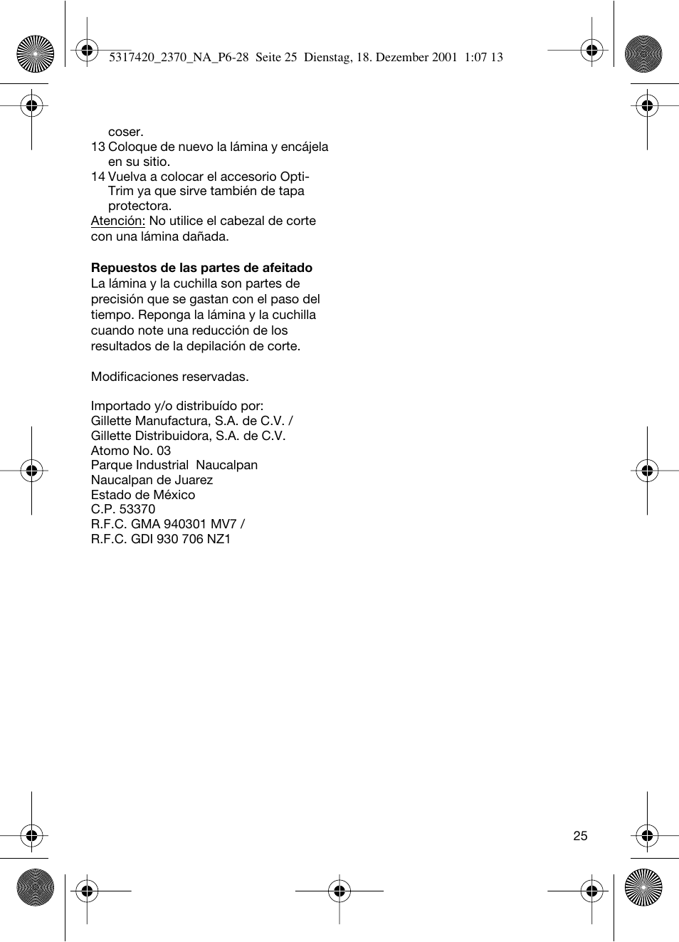 Braun 2370 User Manual | Page 25 / 26