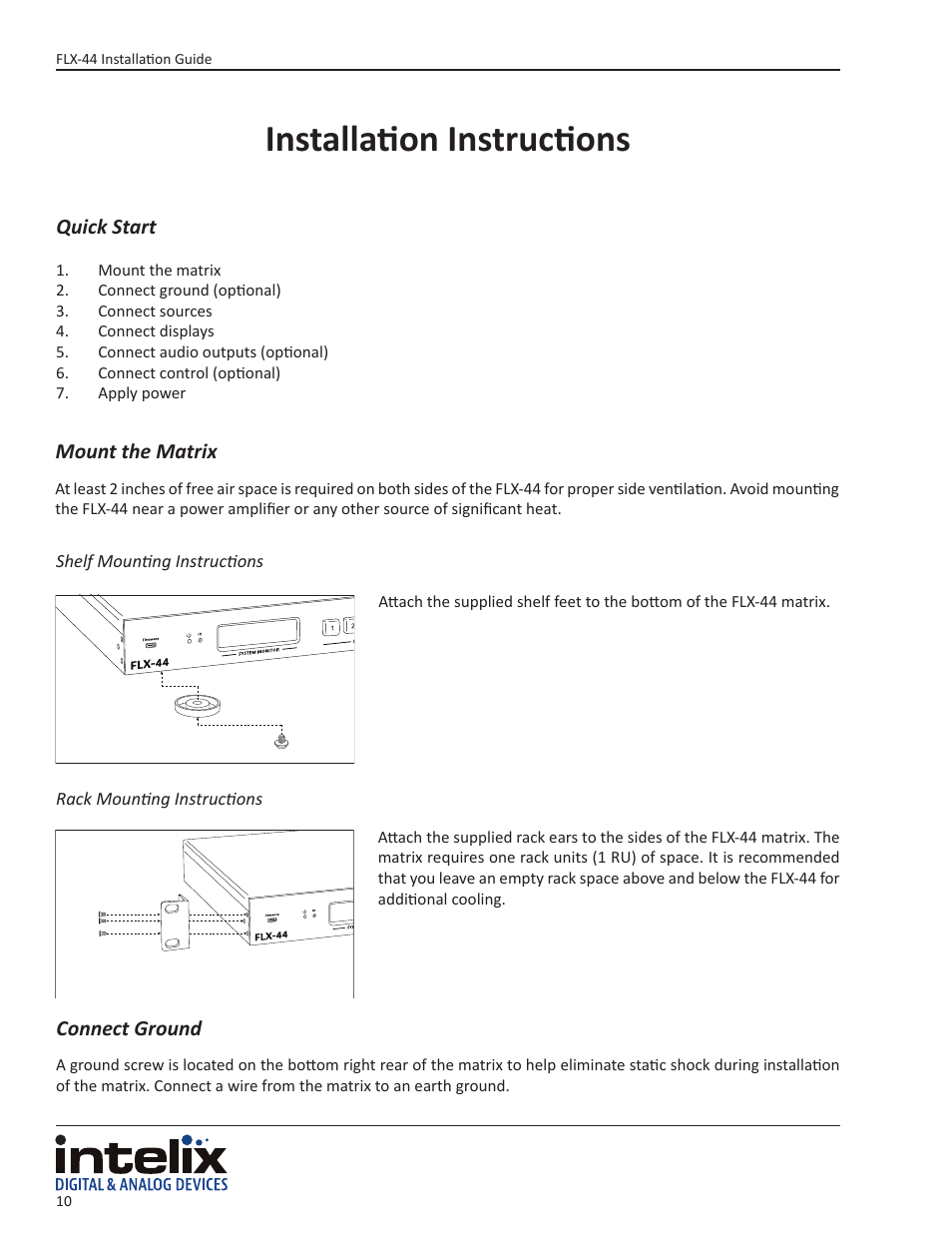 Installation instructions | Intelix FLX-44 User Manual | Page 10 / 32