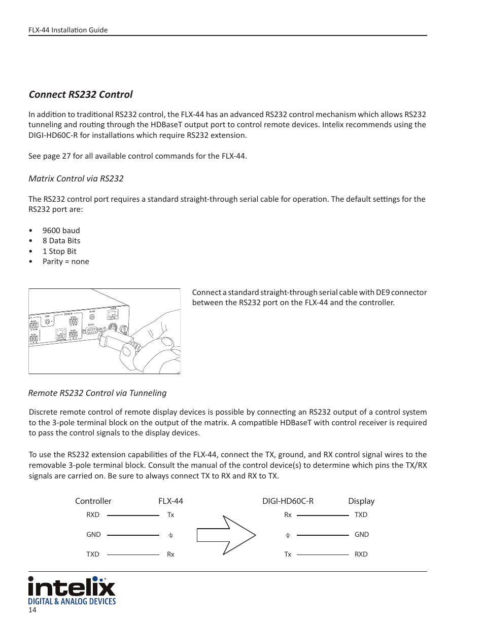 Connect rs232 control | Intelix FLX-44 User Manual | Page 14 / 32