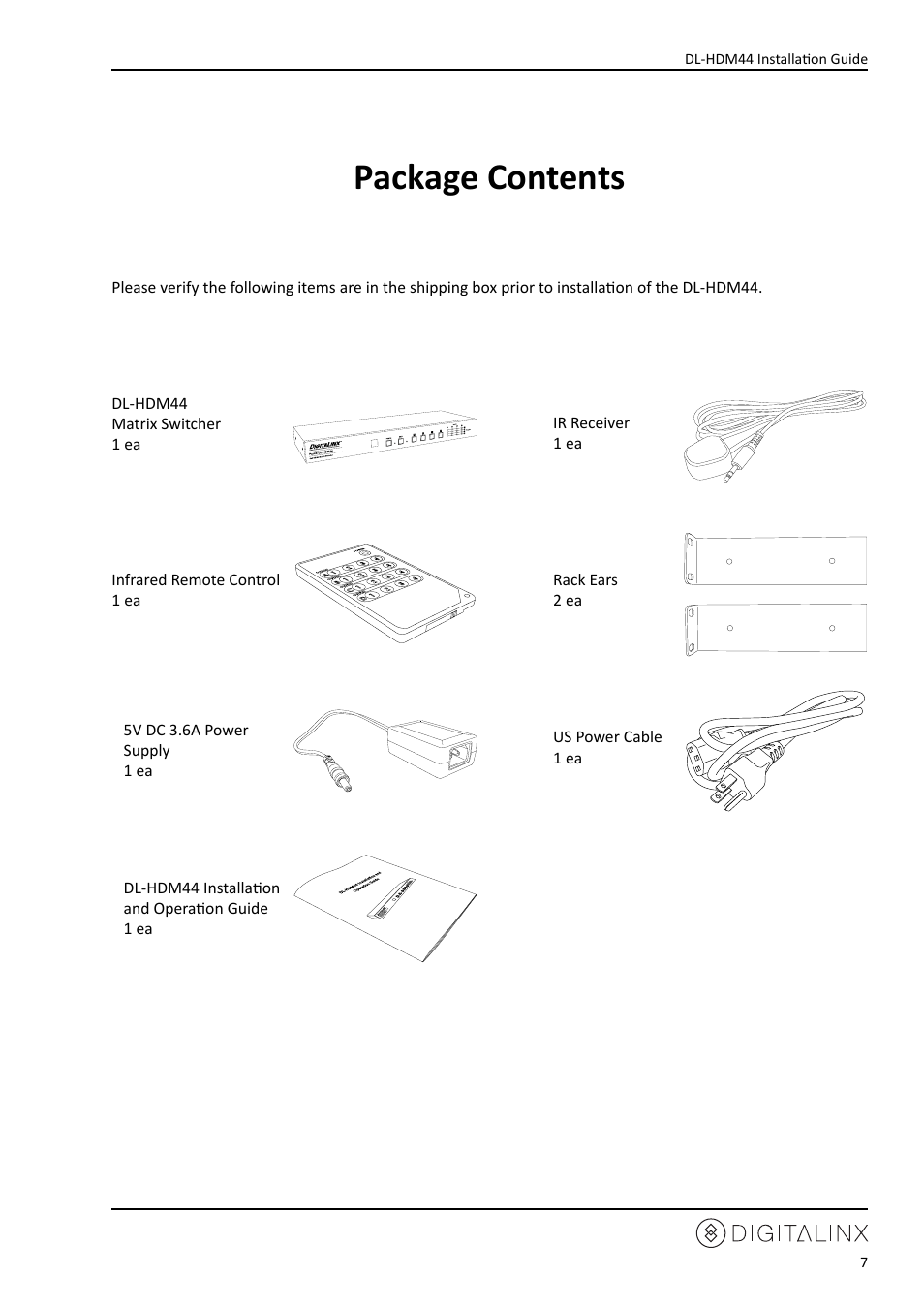 Package contents | Intelix DL-HDM44 User Manual | Page 7 / 24