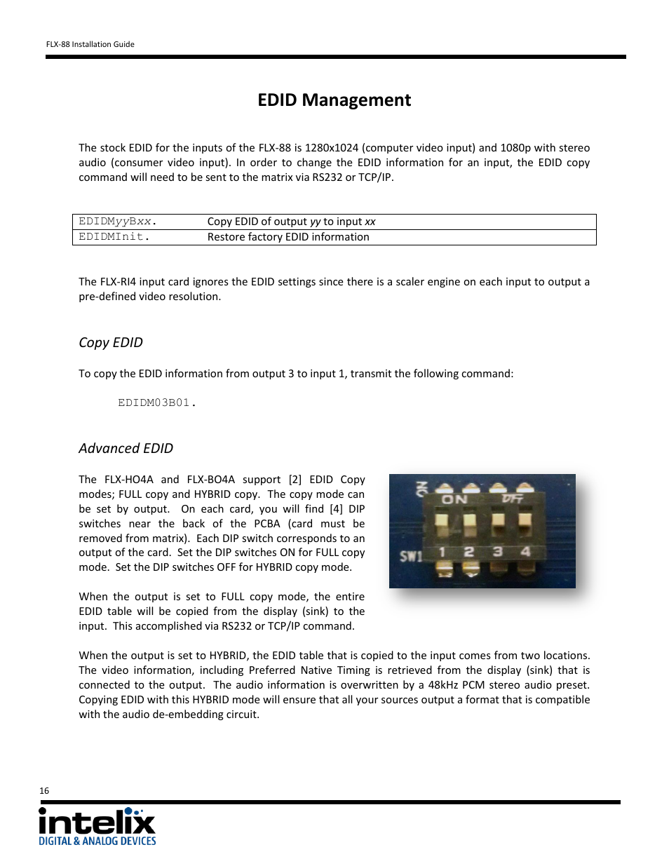 Edid management, Copy edid, Advanced edid | Intelix FLX-88 v1.6.4 User Manual | Page 16 / 36