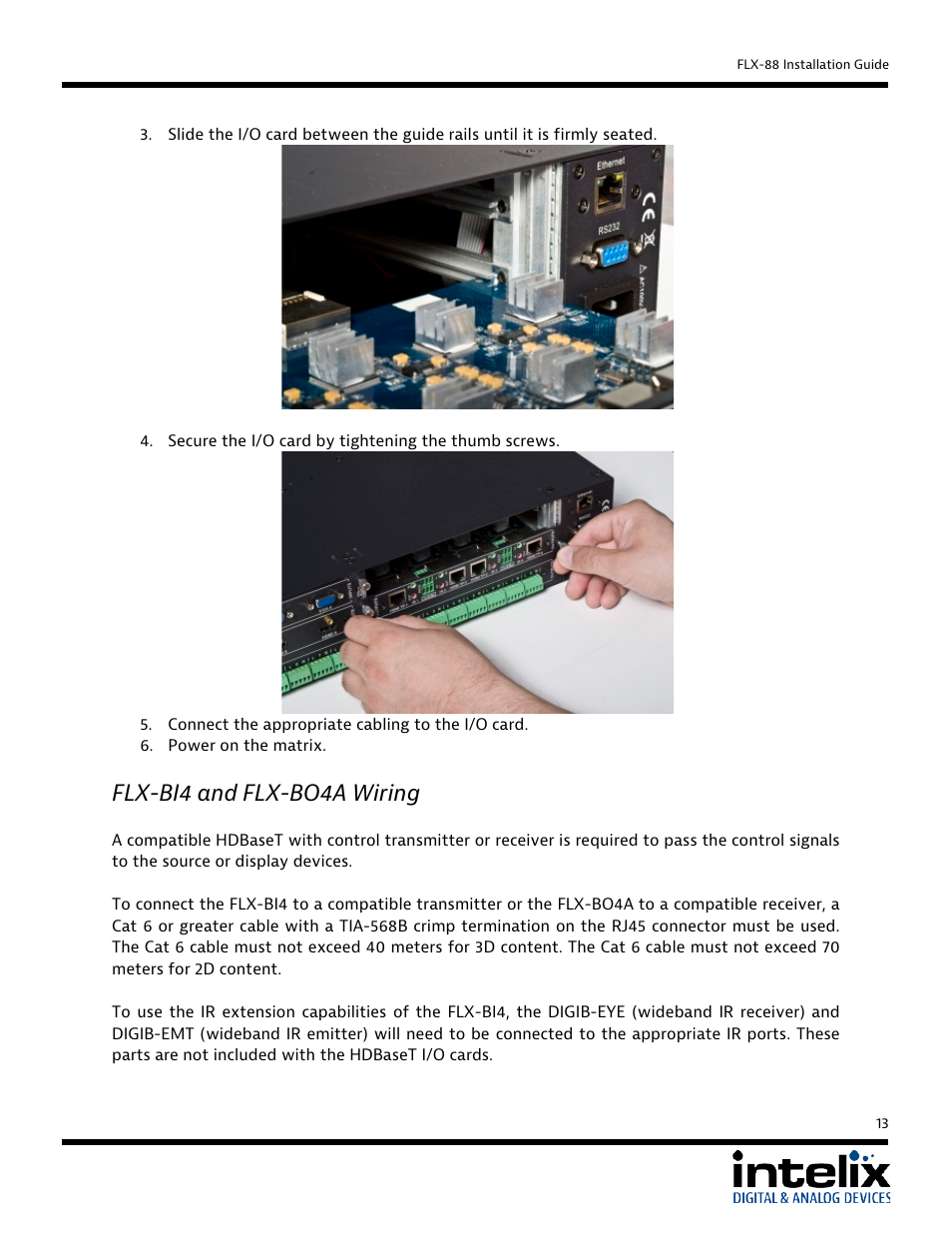 Flx-bi4 and flx-bo4a wiring | Intelix FLX-88 User Manual | Page 13 / 36