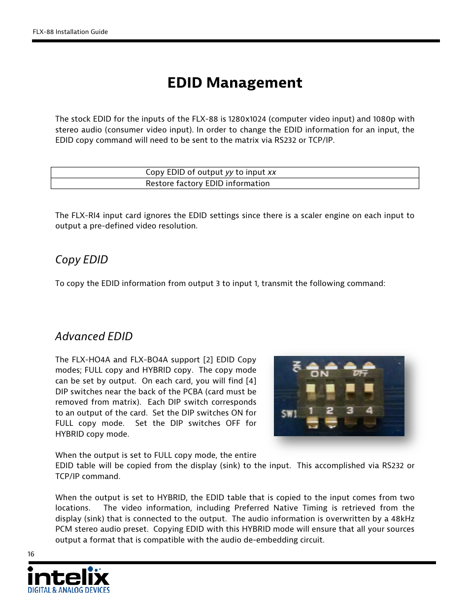 Edid management, Copy edid, Advanced edid | Intelix FLX-88 User Manual | Page 16 / 36