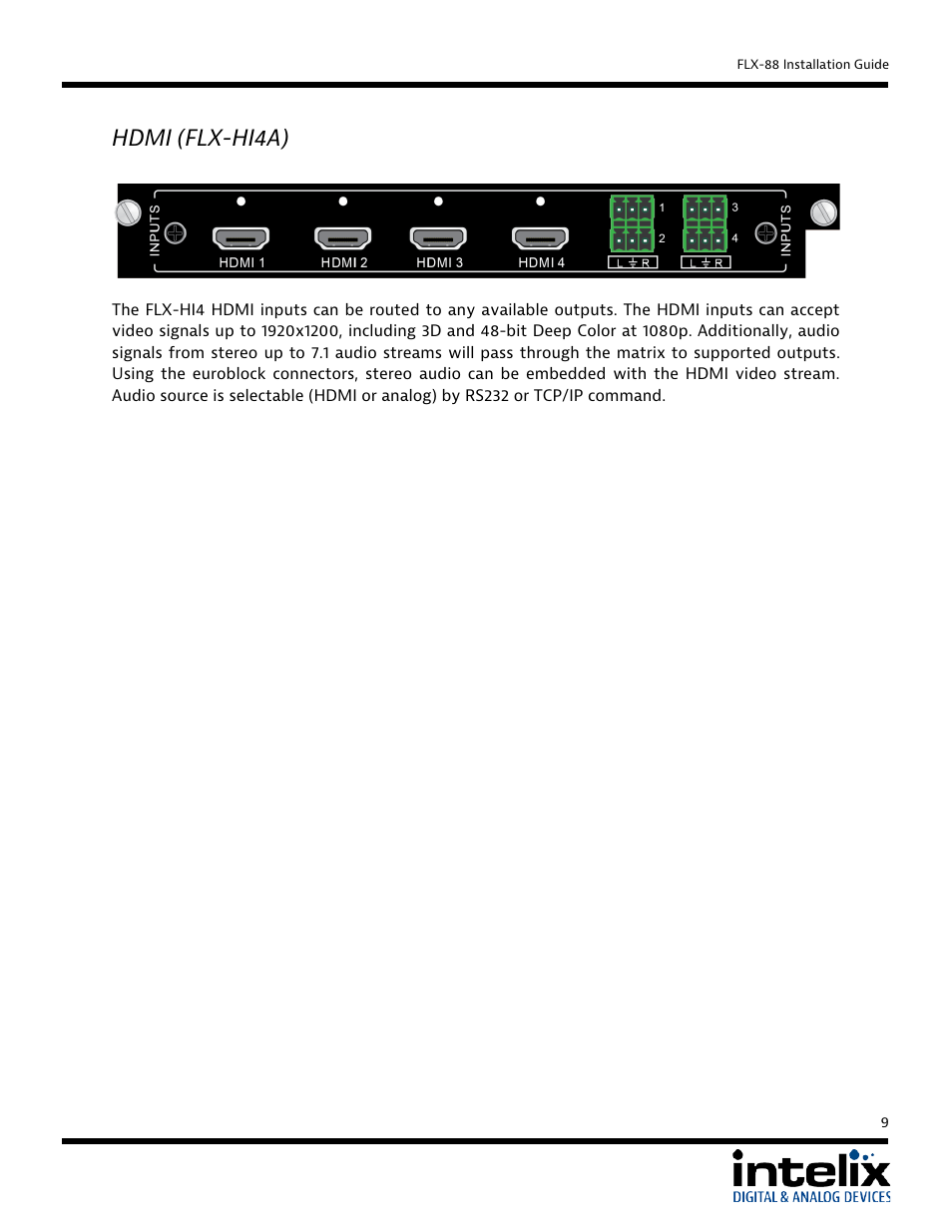 Hdmi (flx-hi4a) | Intelix FLX-88 User Manual | Page 9 / 36