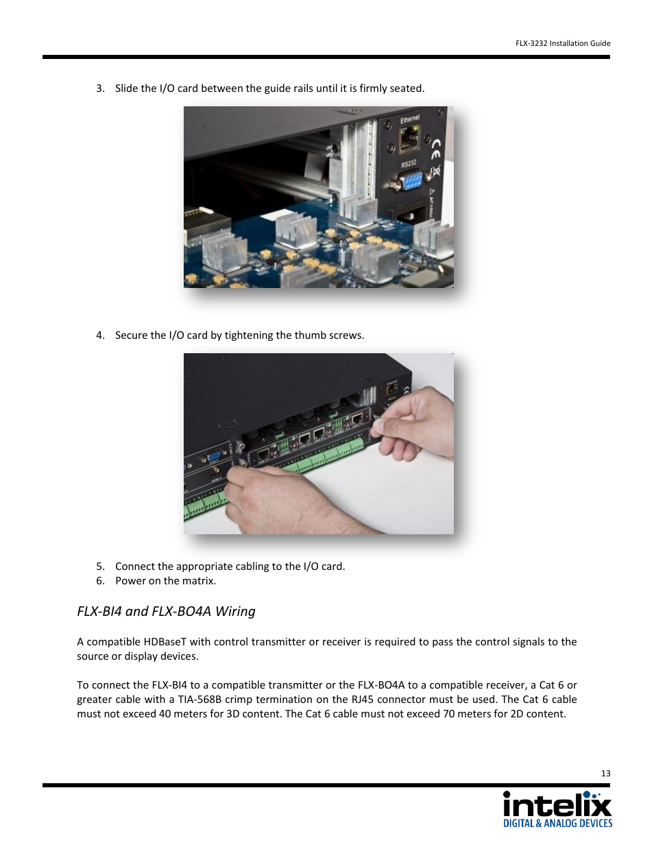 Flx-bi4 and flx-bo4a wiring | Intelix FLX-3232 v1.6.4 User Manual | Page 13 / 36