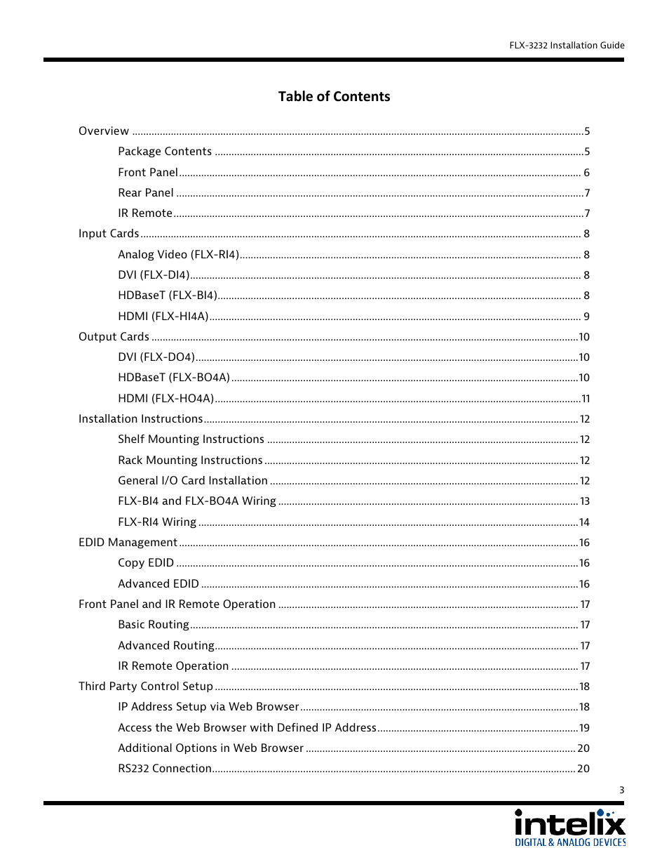 Intelix FLX-3232 User Manual | Page 3 / 36